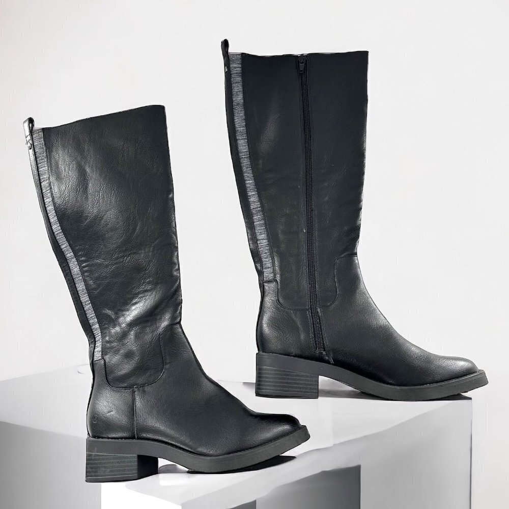 NEW Life Stride Black Faux Leather Low Heel Riding Boots Size 5.5 - Picture 1 of 8